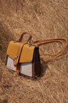 Yellow Multicolor Retro Inspired Alligator Vegan Leather Bag /3 Bags