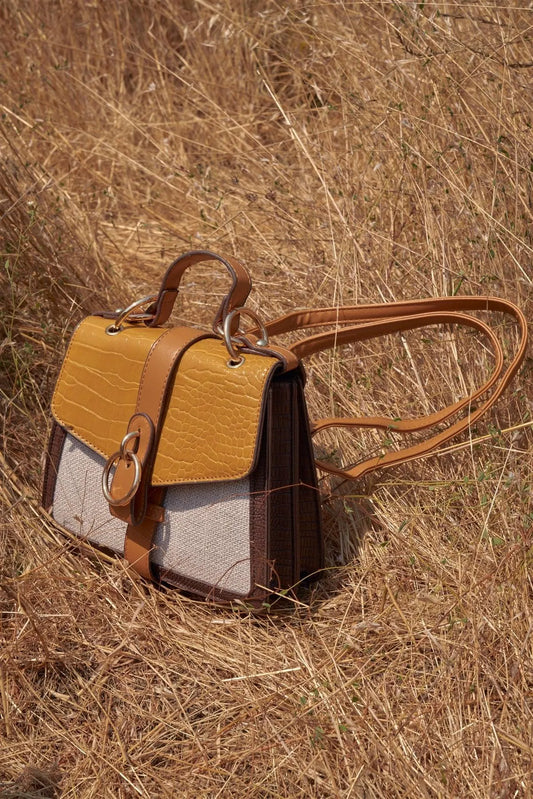 Yellow Multicolor Retro Inspired Alligator Vegan Leather Bag /3 Bags - Tasha Apparel Wholesale