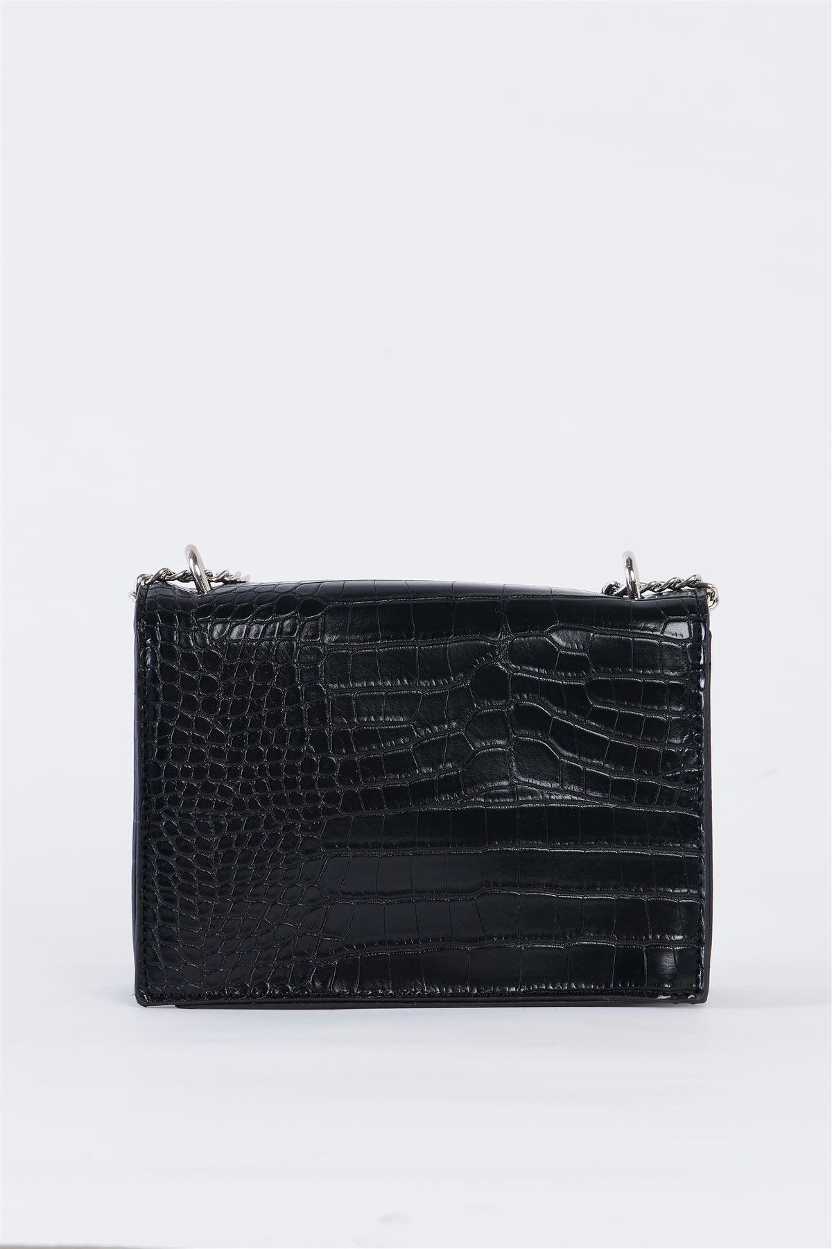 mmaa211bk black 3 black croc vegan leather glamorous crossbody chain bag 3 bags tasha apparel wholesale 3