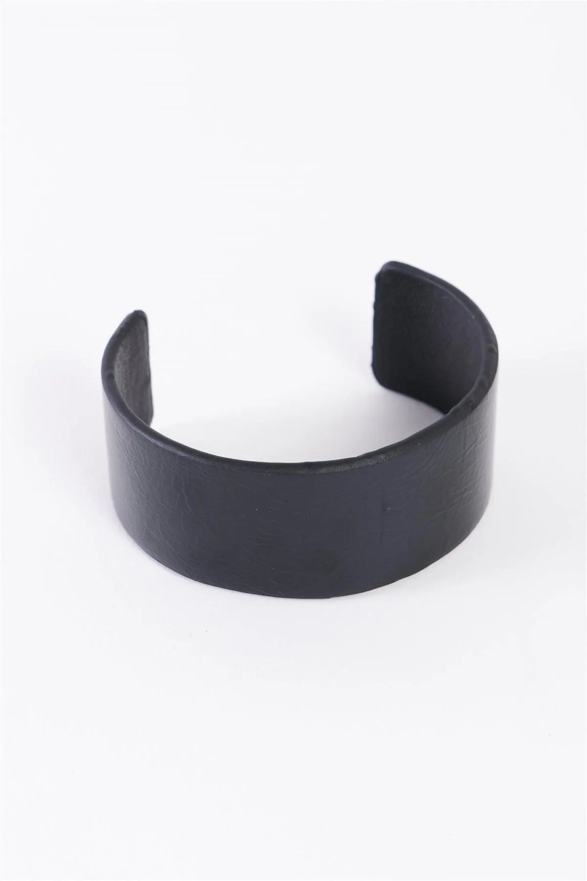 Black Faux Leather Wide Cuff Bracelet - Tasha Apparel Wholesale