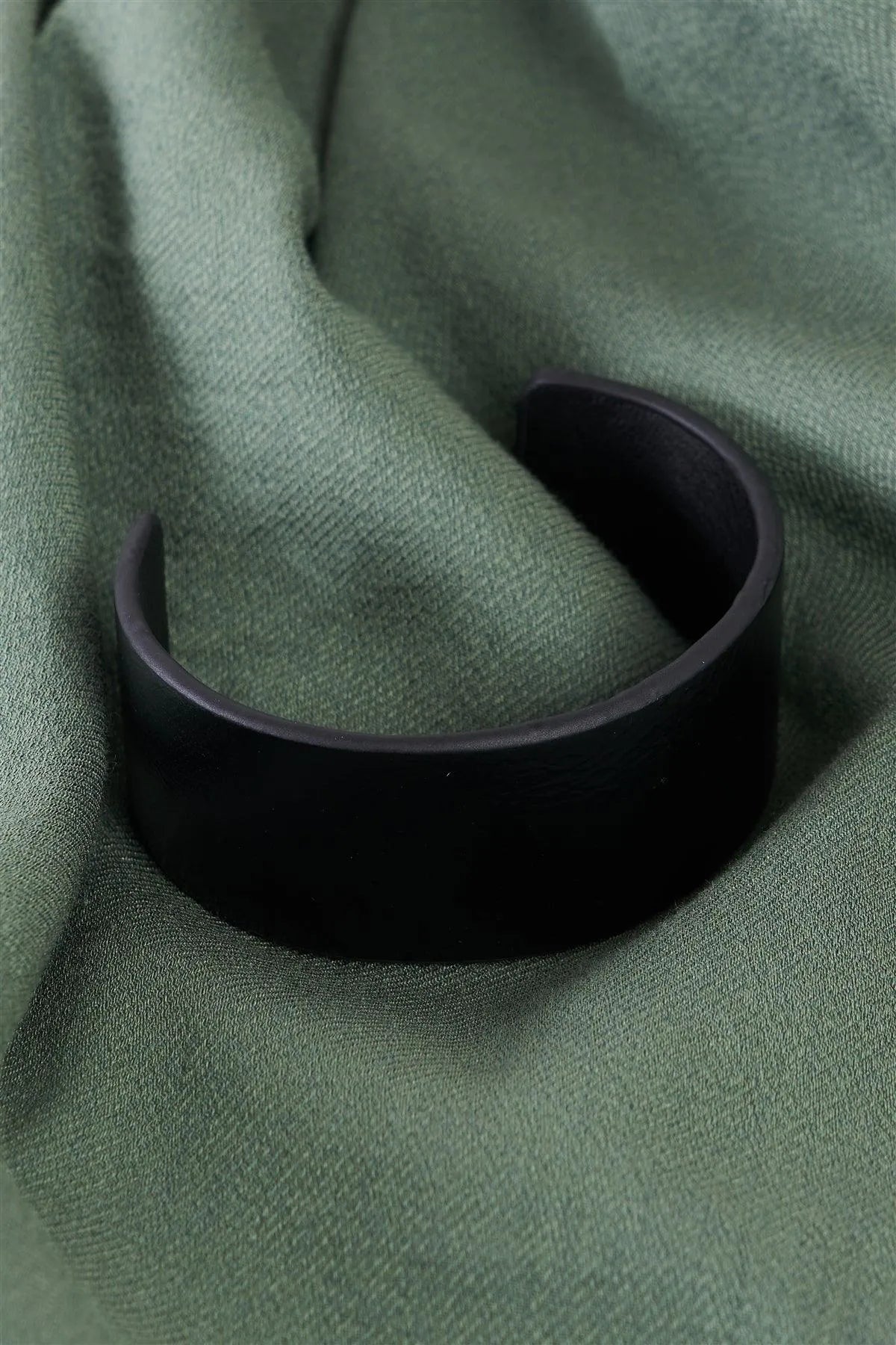 Black Faux Leather Wide Cuff Bracelet - Tasha Apparel Wholesale