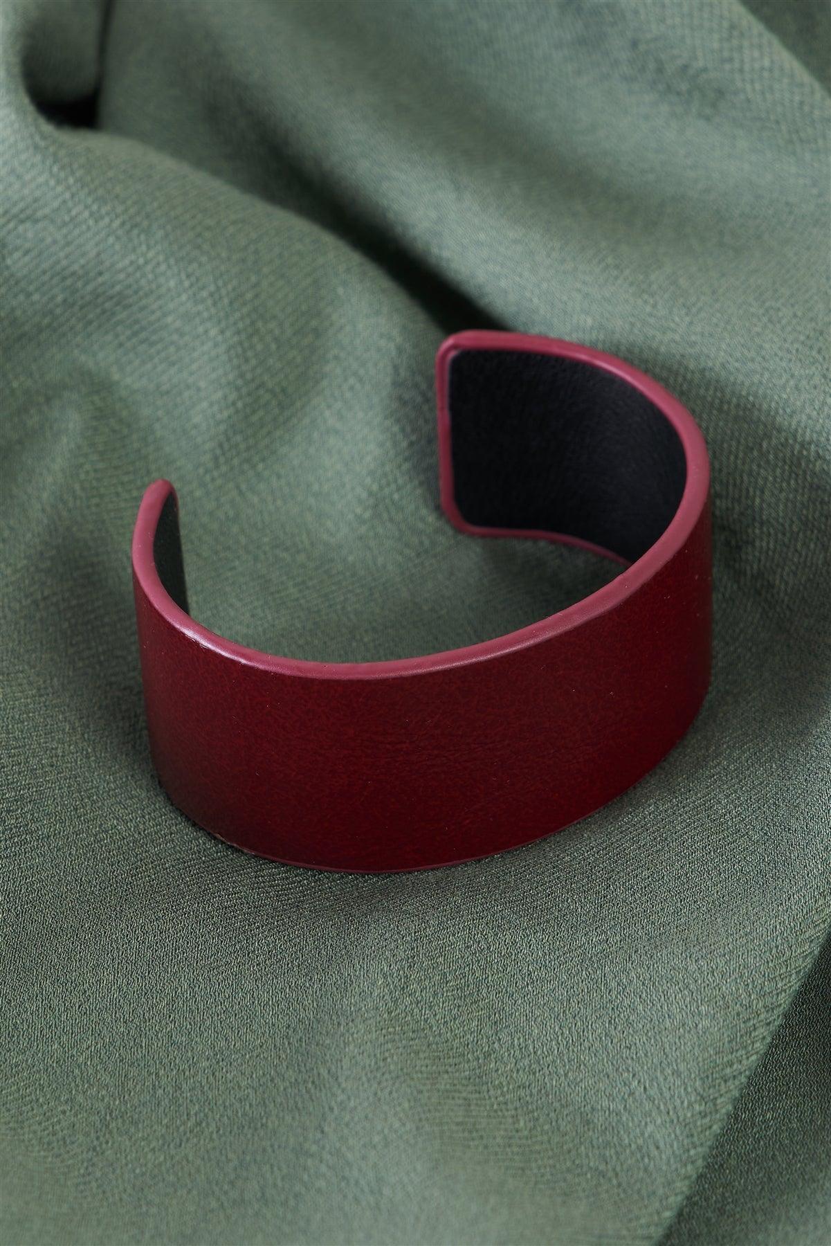Red Faux Leather Wide Cuff Bracelet /6 Pieces