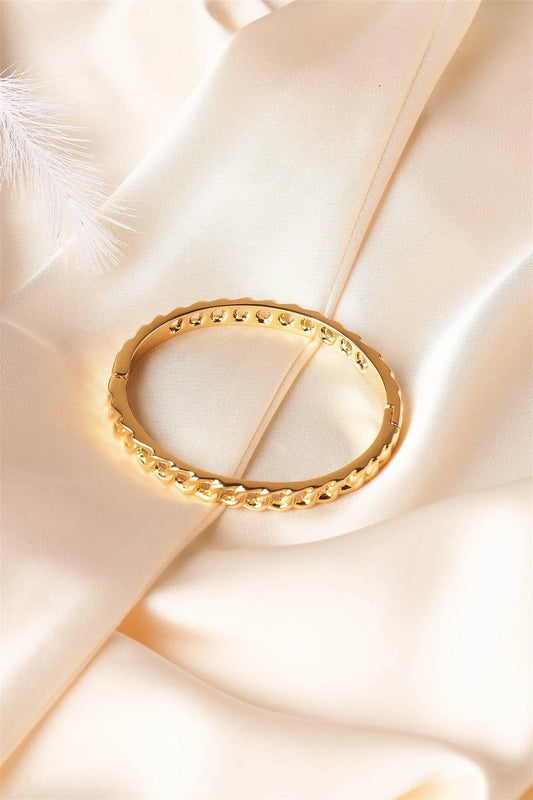 Gold Solid Chain Link Bangle Bracelet /6 Pieces - Tasha Apparel Wholesale