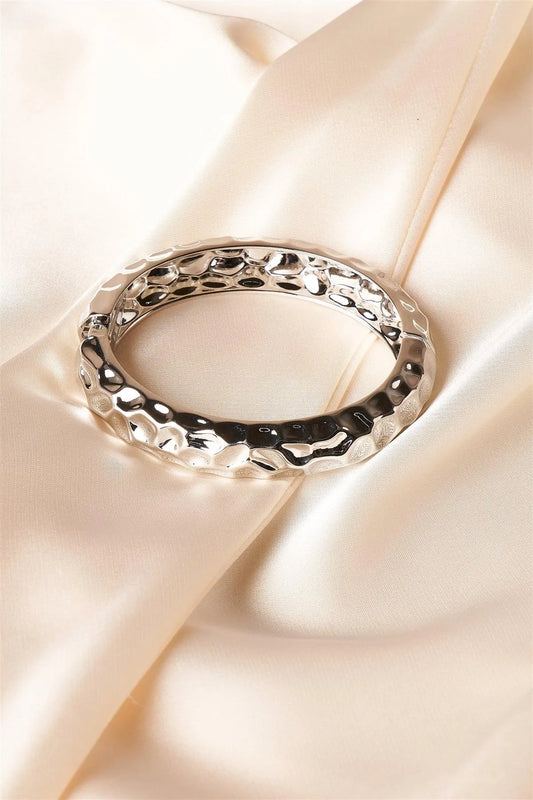 Silver Warped Metallic Bangle Bracelet /1 Piece - Tasha Apparel Wholesale
