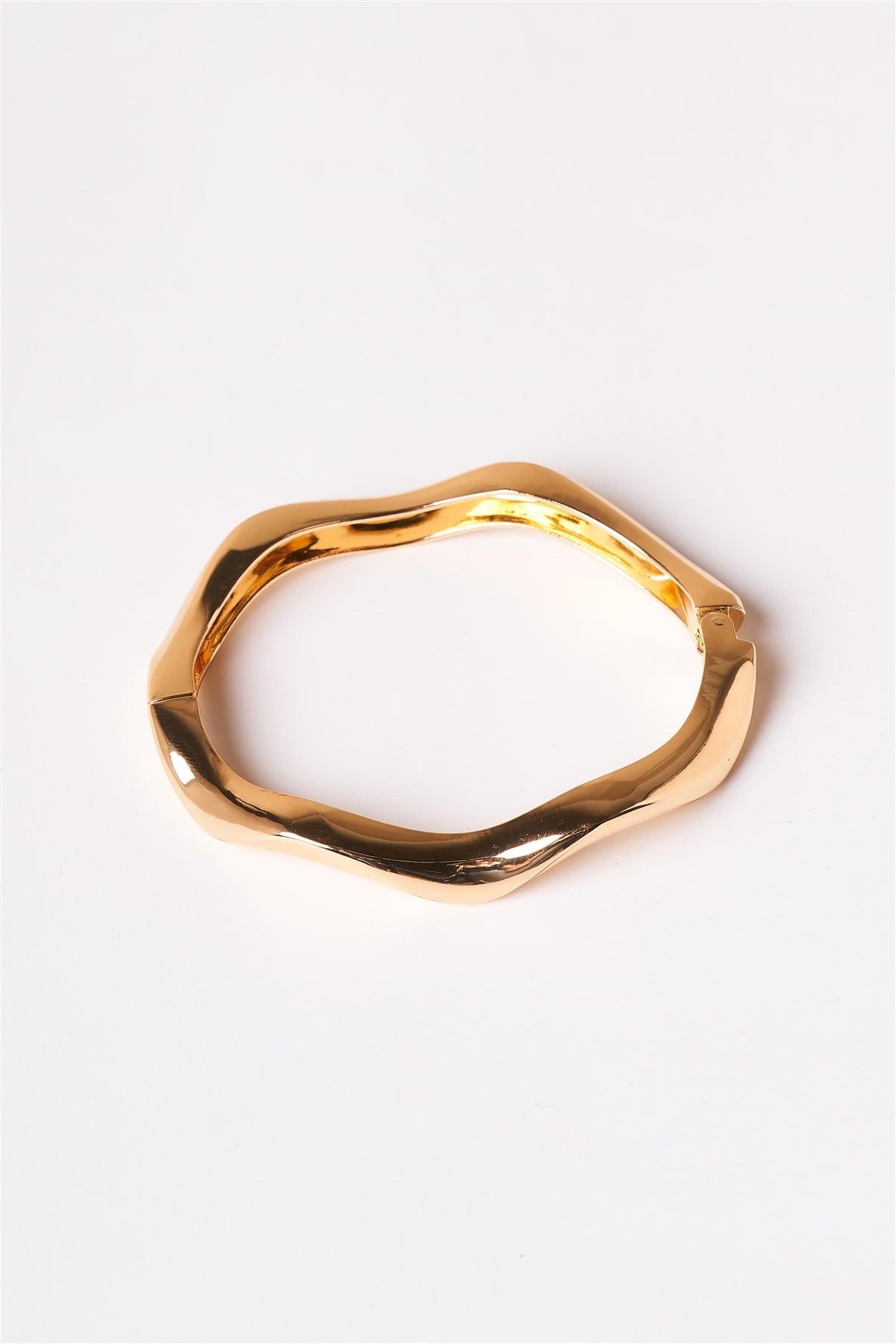 Gold Wavy Bangle Bracelet /6 Pieces