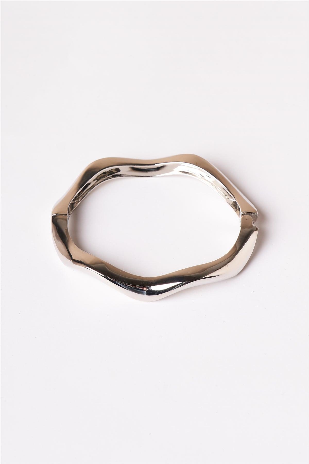 Silver Wavy Bangle Bracelet /6 Pieces