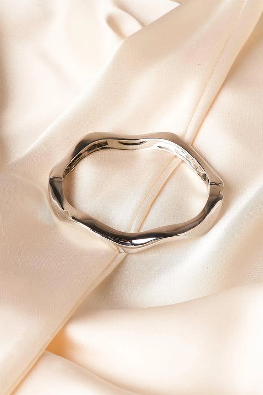 Silver Wavy Bangle Bracelet /1 Piece - Tasha Apparel Wholesale