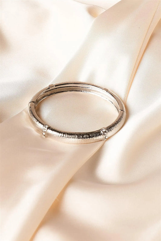 Silver Textured Metal Bangle Bracelet /6 Pieces - Tasha Apparel Wholesale