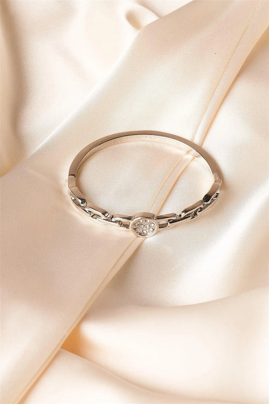 Silver Chain Bangle Clasp Bracelet /1 Piece - Tasha Apparel Wholesale
