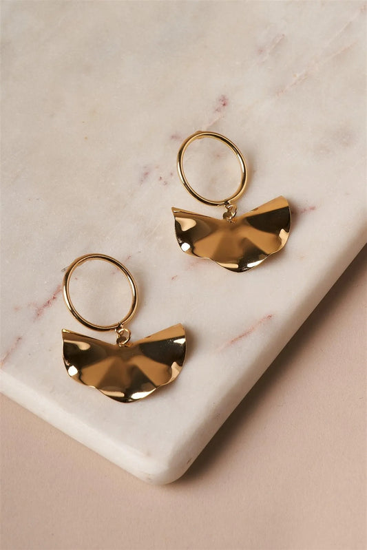 Gold Circle Hoop Shell Earring /1 Pair - Tasha Apparel Wholesale