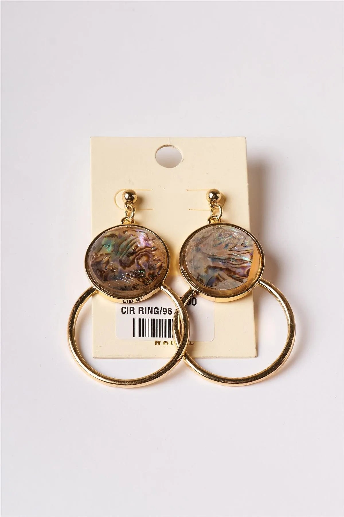 Iridescently Marbled Opal And Gold Dangle Earrings /1 Pair - Tasha Apparel Wholesale