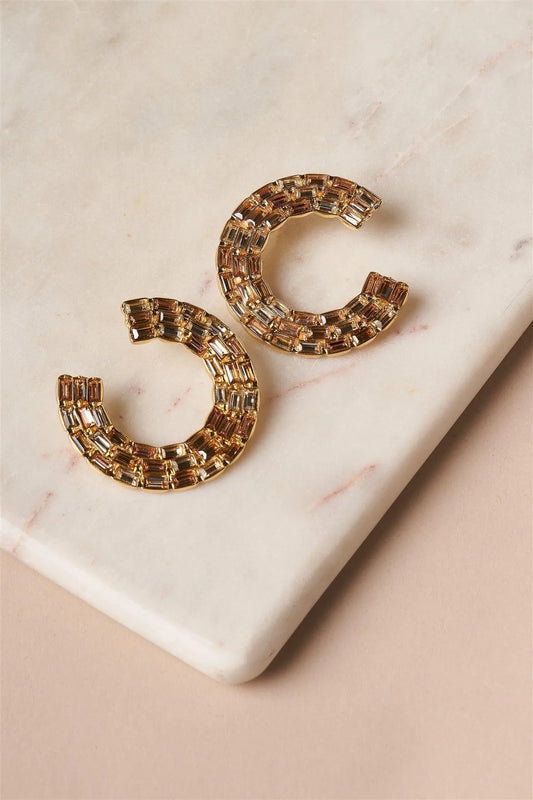 Nude Bold C-Shaped Stud Statement Earrings /6 Pairs - Tasha Apparel Wholesale