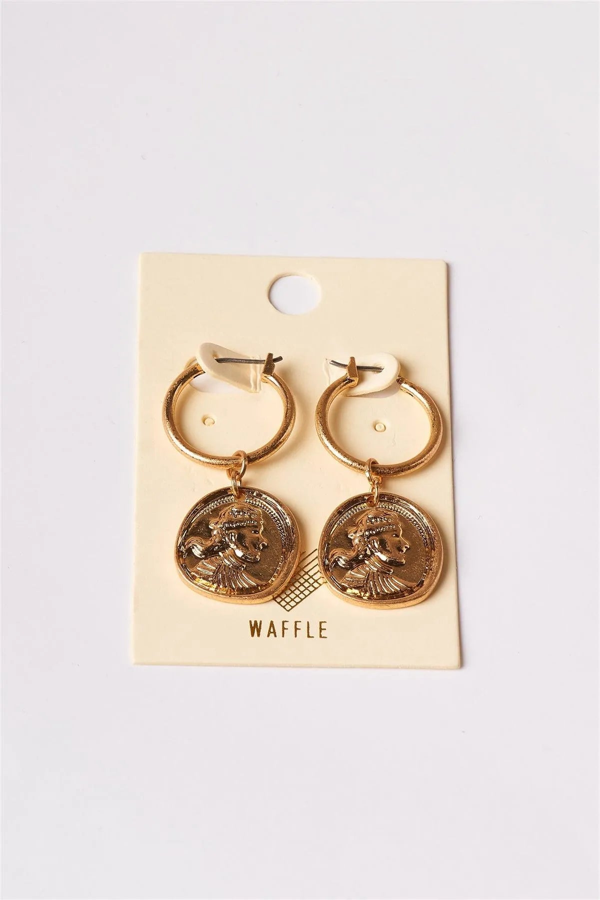 Gold Mini Ancient Coin Drop Earrings /6 Pieces - Tasha Apparel Wholesale