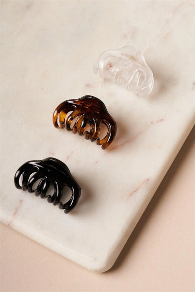 3pcs Clear Brown Black Mini Hair Claw Clips display picture 1