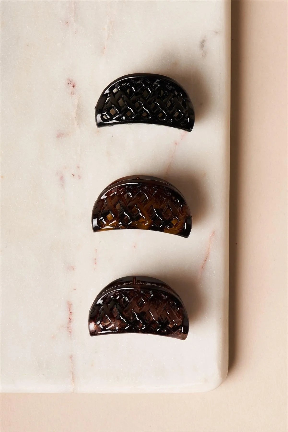 3pcs Brown Black Taco Shaped Mini Butterfly Clips - Tasha Apparel Wholesale