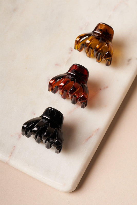 Amber-Brown-Black Mini 3 piece Claw Clips /1 Pack