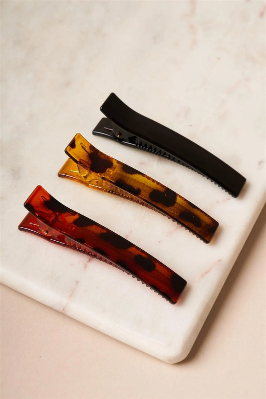 12pcs Amber-Brown-Black Alligator Clips - Tasha Apparel Wholesale
