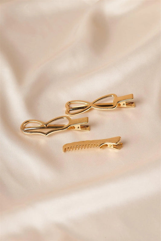 12pcs Gold Heart Shaped Clips - Tasha Apparel Wholesale
