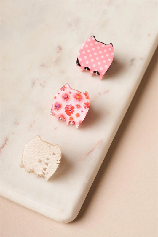 Pink Printed Mini Butterfly Clips /12 Pack - Tasha Apparel Wholesale