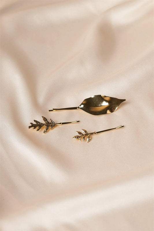 Gold Leaf Bobby Pins /12 Pack - Tasha Apparel Wholesale
