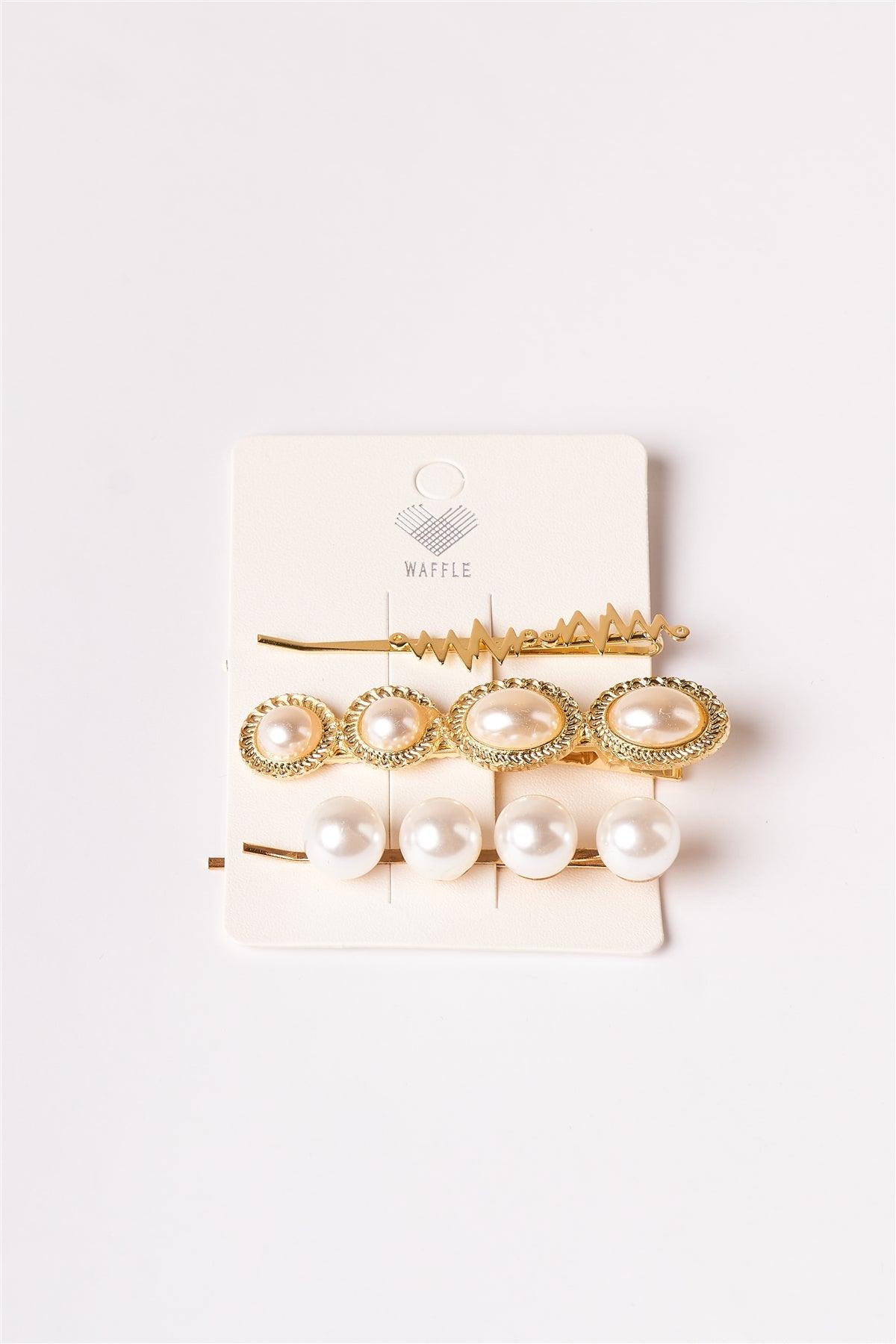 Gold Large Pearled Bobby Pins /12 Pack