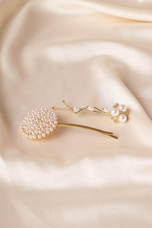 Gold Pearled Elegant Style Bobby Pins /12 Pack