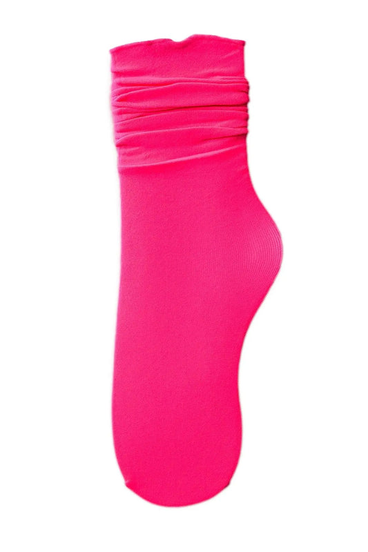 Neon Pink Nylon Mid Calf Socks /11 pairs - Tasha Apparel Wholesale