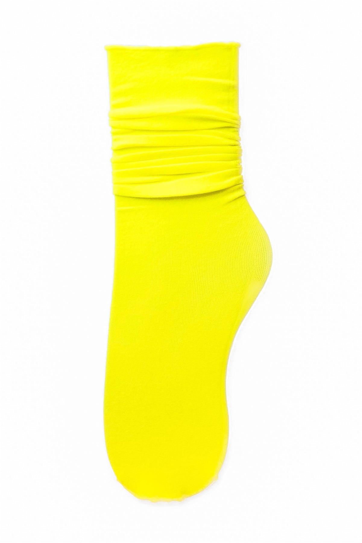 Neon Yellow Nylon Mid Calf Socks /10 pairs