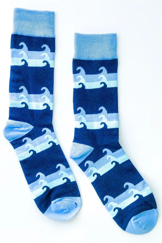 Blue Multi Wave Mid Calf Tube Socks /13 pairs - Tasha Apparel Wholesale