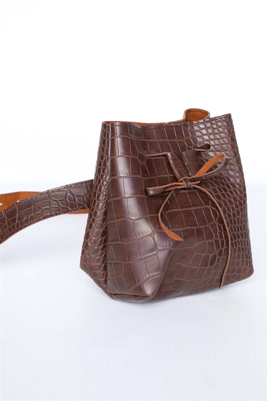 Brown Croc Effect Belt /4 Pieces - Tasha Apparel Wholesale