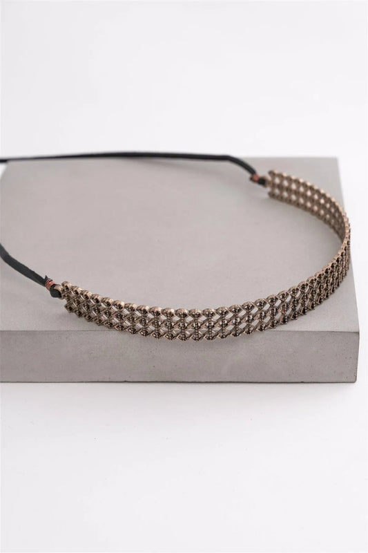 Golden Metal Trim Accent With Faux Layered Necklace / 12 pieces - Tasha Apparel Wholesale