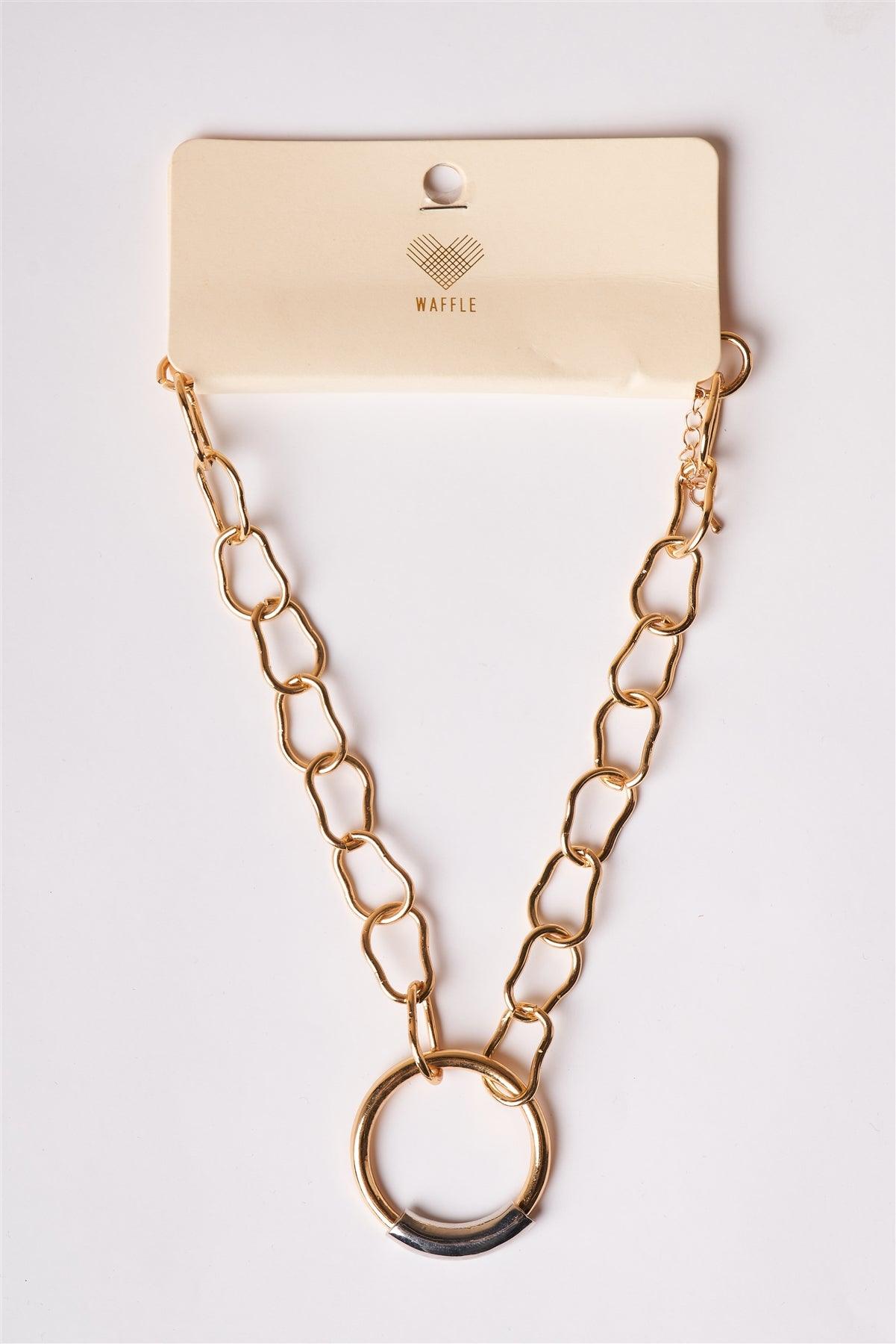 Gold Circle Chain Choker Necklace /6 pieces