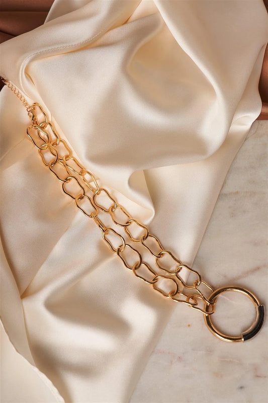 Gold Circle Chain Choker Necklace /1 Pair - Tasha Apparel Wholesale