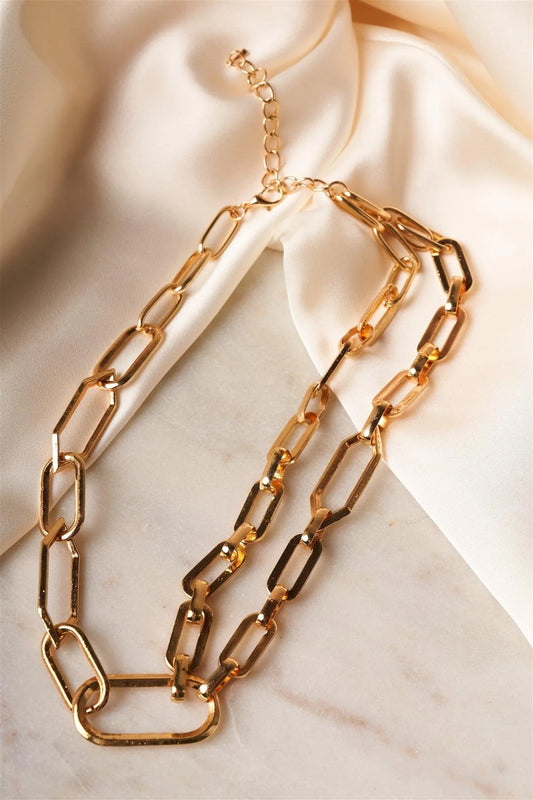 Gold Unique Chain Link Choker Necklace /6 Pairs - Tasha Apparel Wholesale