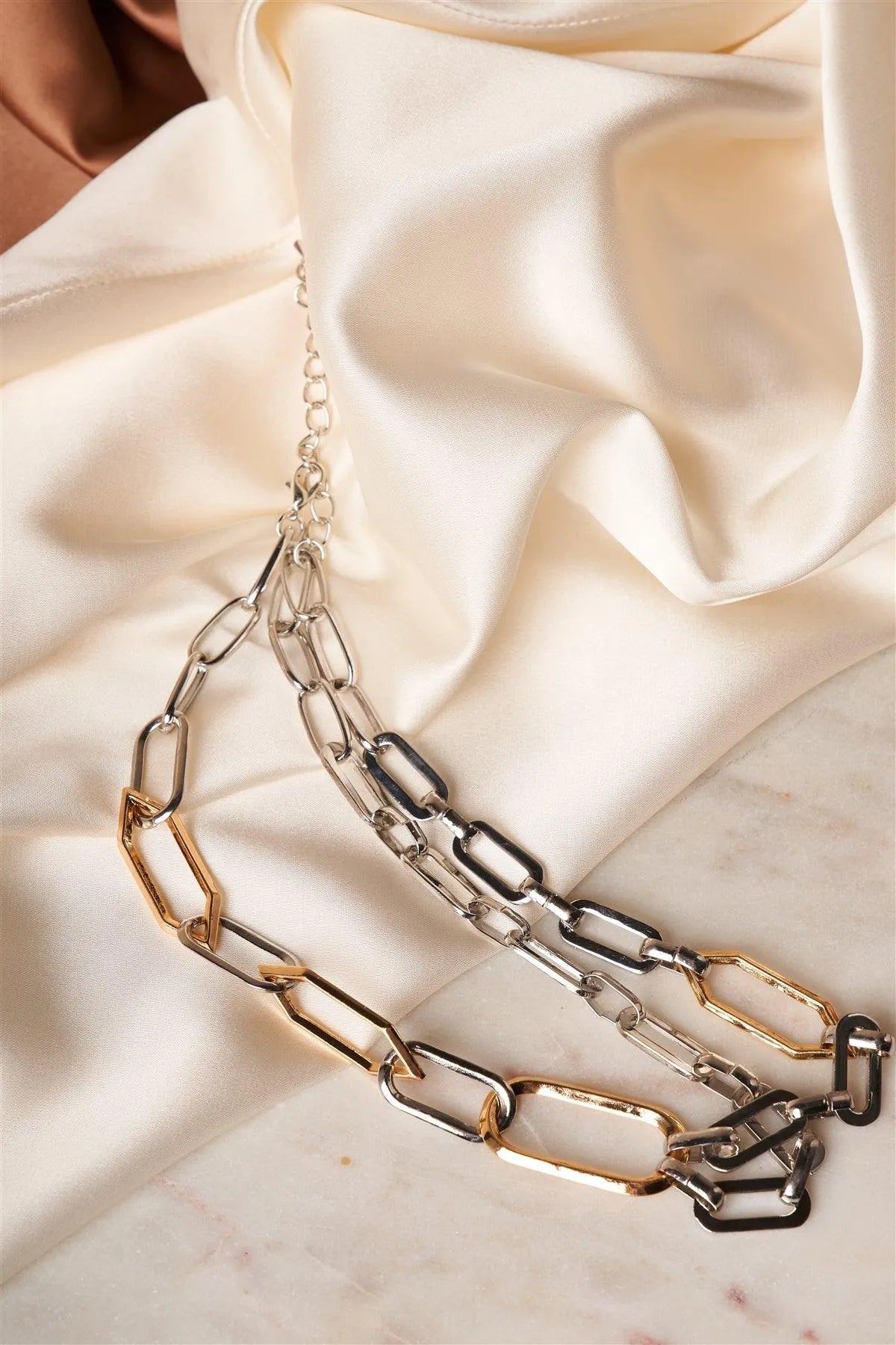 Silver Gold Unique Chain Link Choker Necklace /1 Piece - Tasha Apparel Wholesale