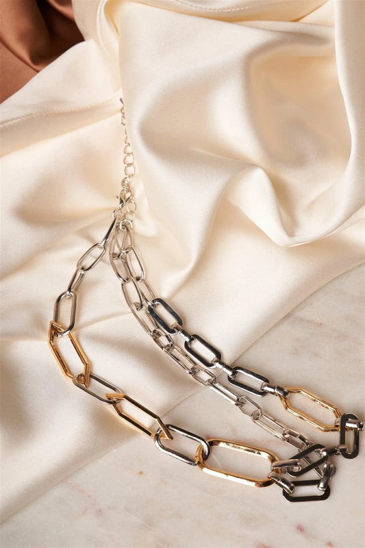 Silver Gold Unique Chain Link Choker Necklace /1 Piece - Tasha Apparel Wholesale