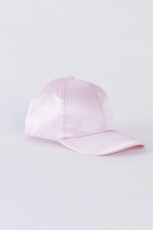 Light Pink Satin Baseball Cap With Adjustable Velcro Strap /1 Piece - Tasha Apparel Wholesale