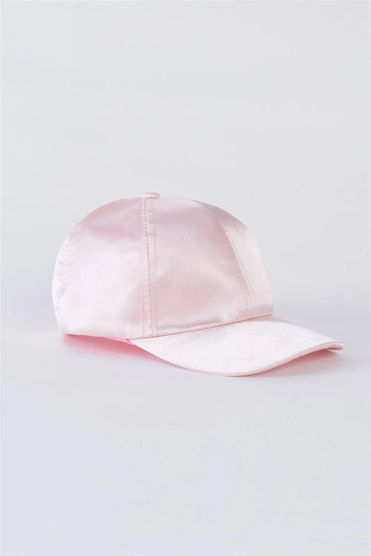 Pink Satin Baseball Cap With Adjustable Velcro Strap /6 Hats - Tasha Apparel Wholesale