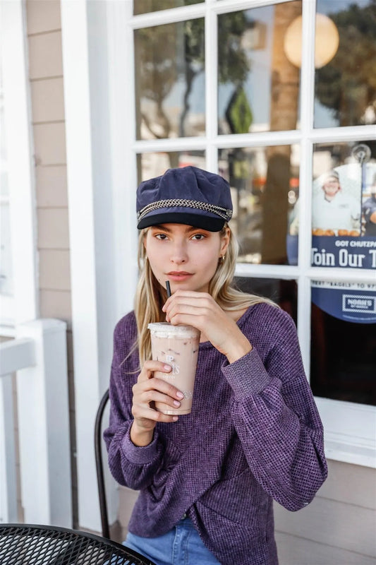 Blue Braided Cabby Hat /3 Pieces - Tasha Apparel Wholesale