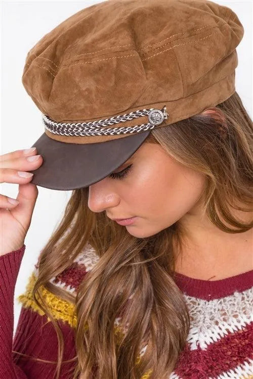 Camel Braided Cabby Hat - Tasha Apparel Wholesale
