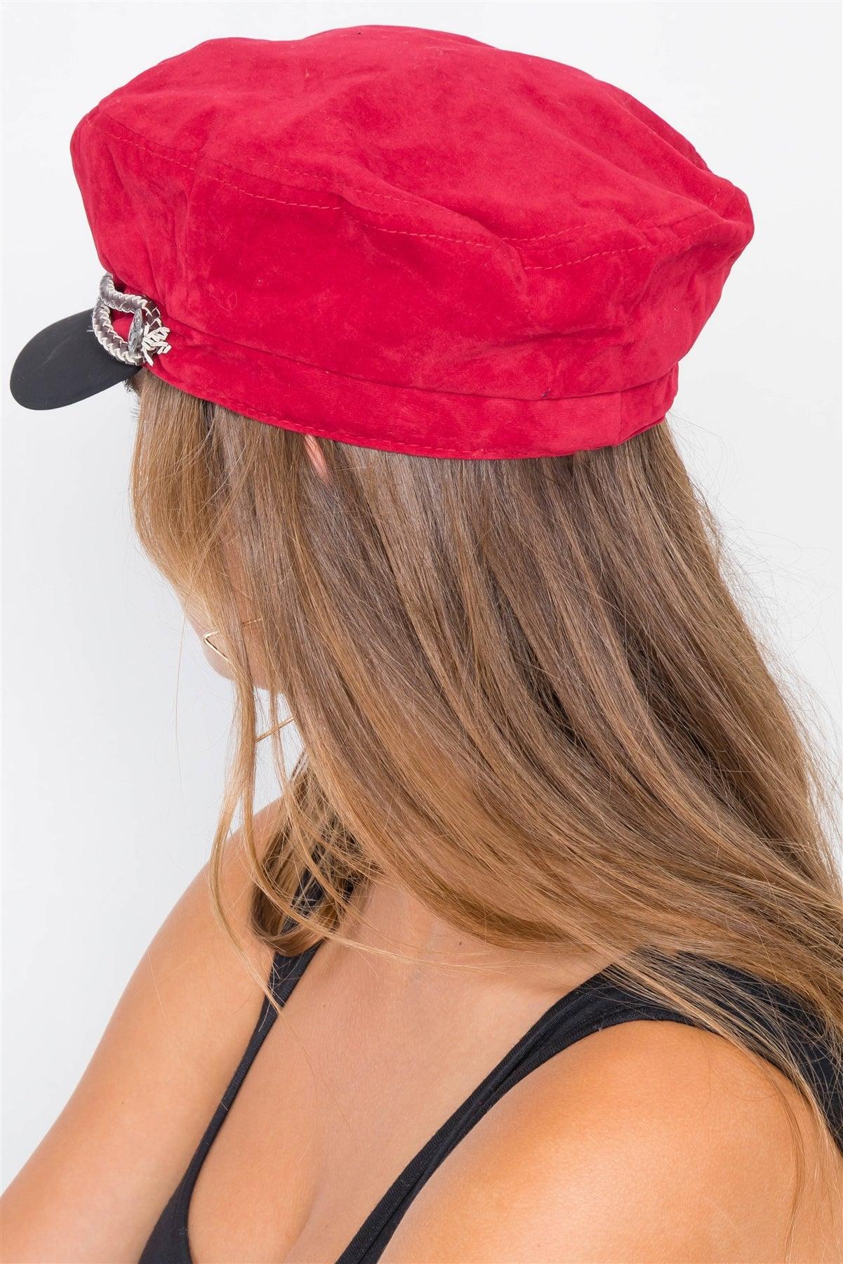 Red Braided Cabby Hat /3 Pieces