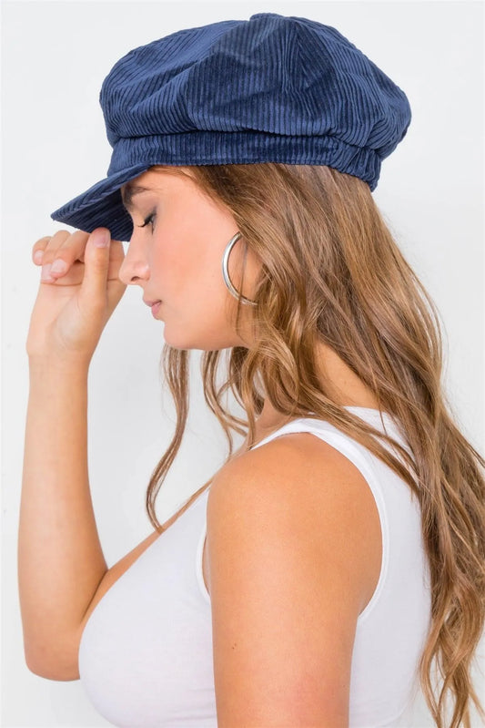 Navy Corduroy Cabby Hat /3 Pieces - Tasha Apparel Wholesale
