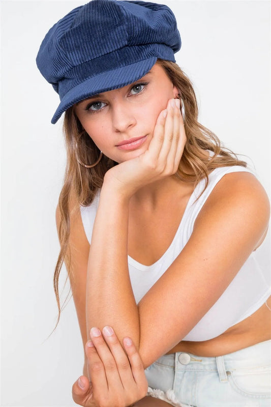 Navy Corduroy Cabby Hat /4 Pieces - Tasha Apparel Wholesale