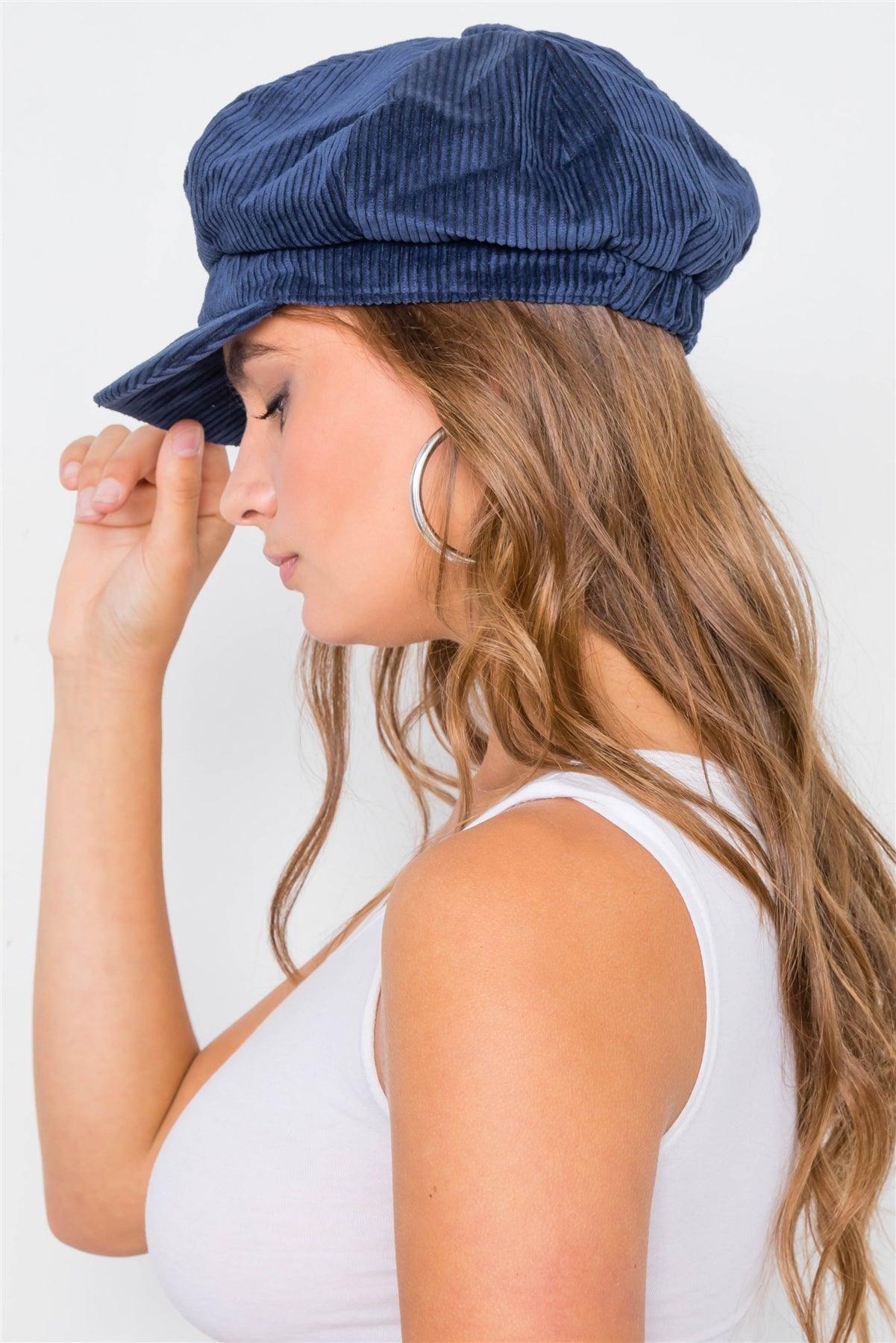 Navy Corduroy Cabby Hat /4 Pieces