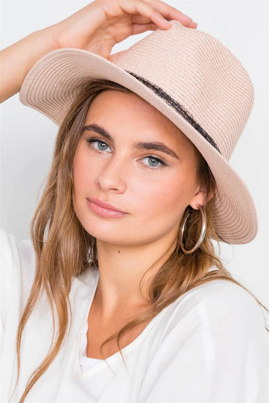 Pink Straw Bow-Tie Fedora Hat /3 Pieces - Tasha Apparel Wholesale