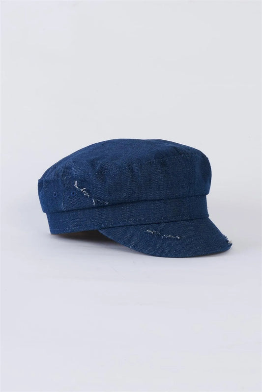 Dark Denim Distressed Cabby Hat /3 Pieces - Tasha Apparel Wholesale