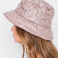 Khaki Light Pink Quilted Bucket Hat