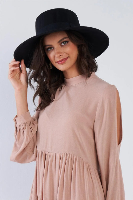 Black Felt Wide Brim Hat With Black Ribbon Band /1 Piece - Tasha Apparel Wholesale