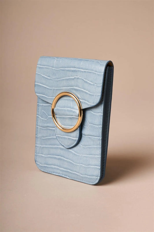 Light Blue Snakeskin Print Crossbody Wallet Bag /3 Bags - Tasha Apparel Wholesale
