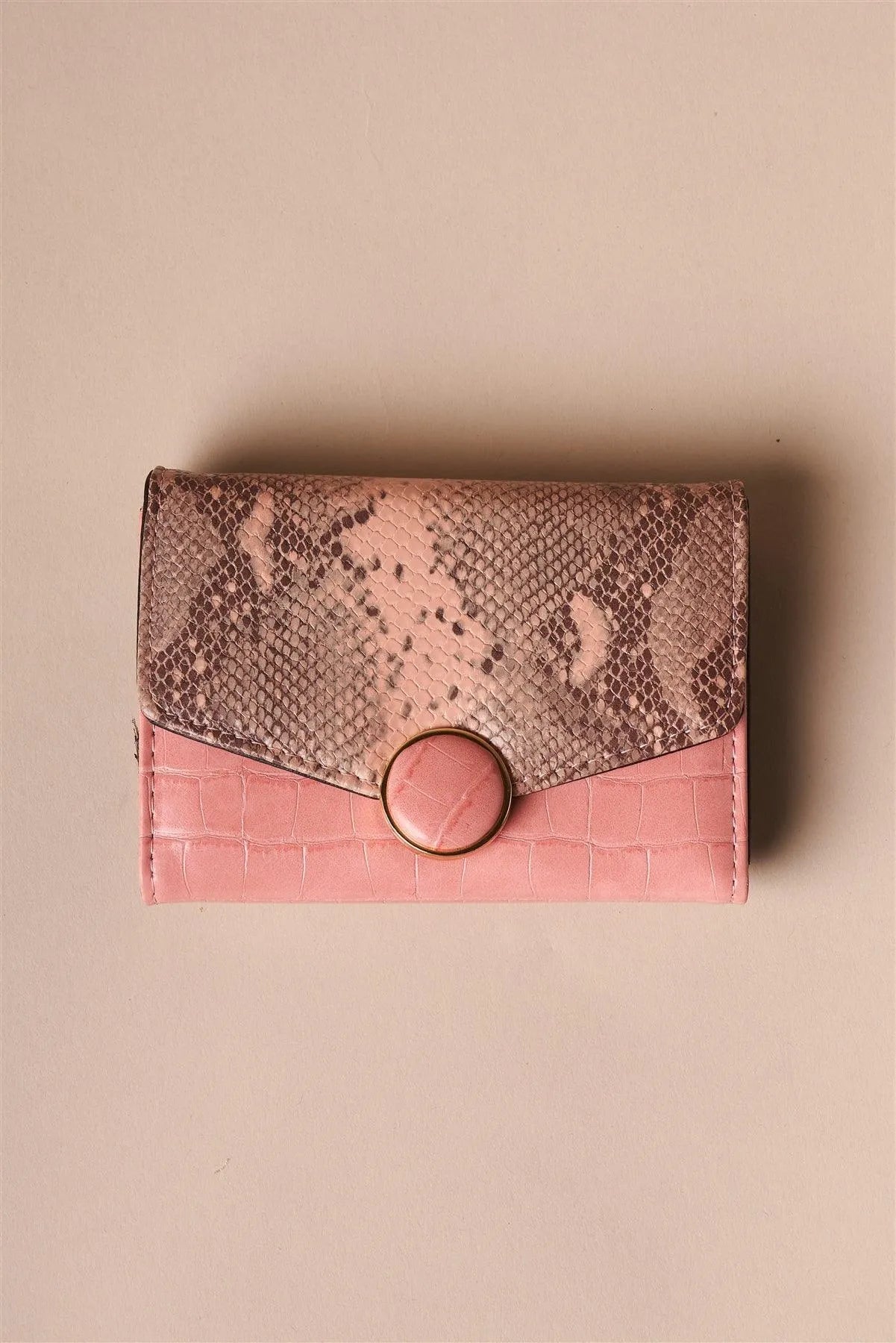 Mauve Pink Snake Python Three Way Wallet /3 Pieces - Tasha Apparel Wholesale